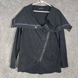 Lululemon Jacket Womens 10 Black Asymmetrical Zip Oversized Collar Long Coat